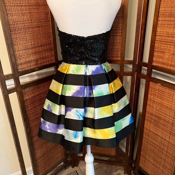 Mon Cheri Striped Mini Dress Cocktail Dress Prom Homecoming Size 6 - Picture 6 of 12